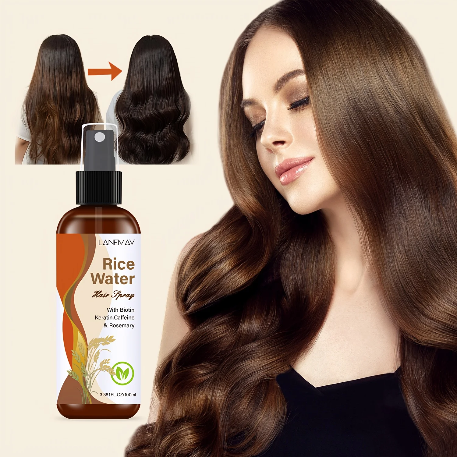 Biotin Hair Growth - สเปรย์น้ำข้าวสำหรับผม - ผสมไบโอติน, เคราติน, คาเฟอีน และโรสแมรี่,