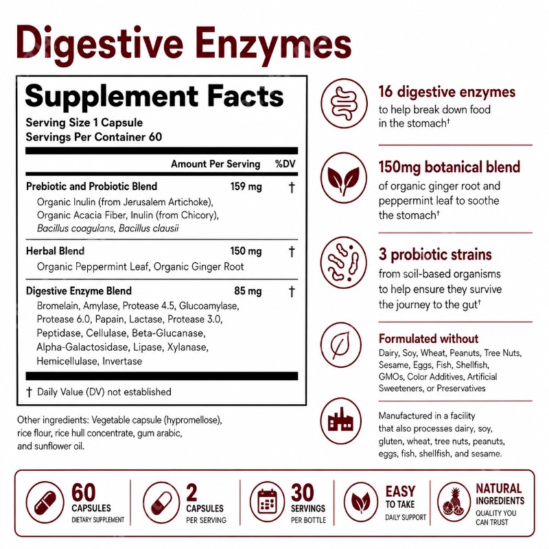 เอนไซม์ย่อยอาหารพร้อมพรีไบโอติ - Digestive Enzyme Blend บทวิจารณ์และราคา