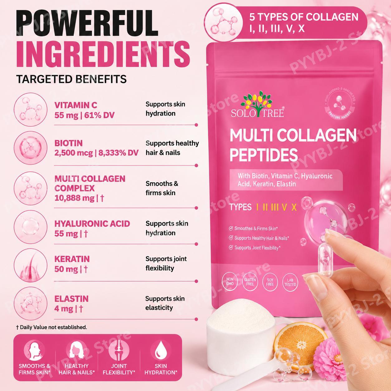 ผงคอลลาเจนเปปไทด์หลายชนิด ประเ - Collagen Peptide Powder บทวิจารณ์และราคา