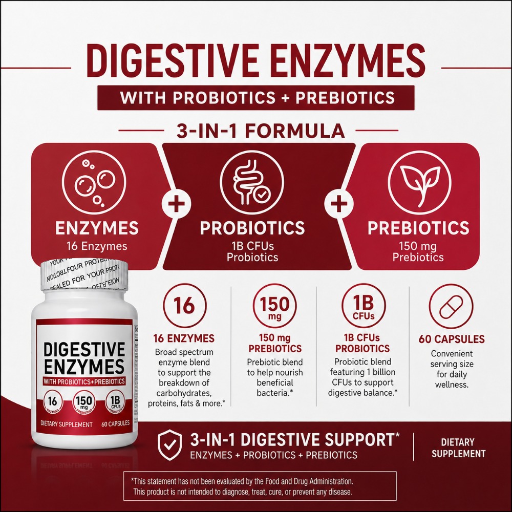 เอนไซม์ช่วยย่อยอาหารพร้อมโปรไบ - Digestive Enzyme Blend บทวิจารณ์และราคา