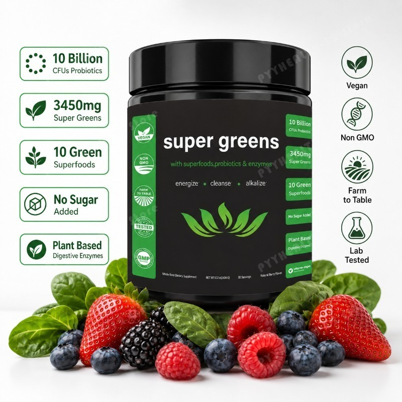 ผงซุปเปอร์กรีนส์ผสมผลไม้และผัก - Digestive Enzyme Blend บทวิจารณ์และราคา