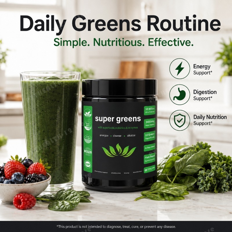 ผงซุปเปอร์กรีนส์ผสมผลไม้และผัก - Digestive Enzyme Blend บทวิจารณ์และราคา
