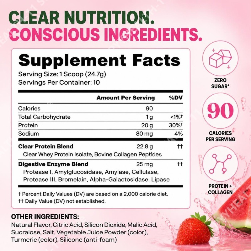 โปรตีนผงใส 20 กรัมต่อหนึ่งหน่ว - Digestive Enzyme Blend บทวิจารณ์และราคา